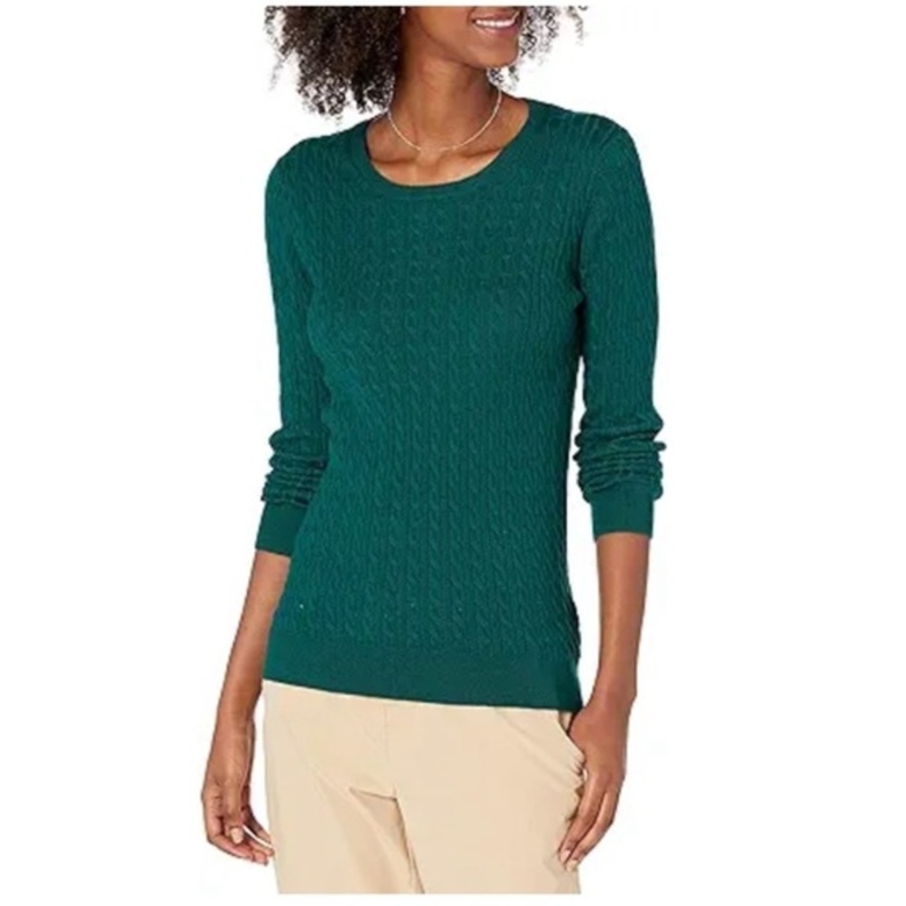 -NWT Amazon Essentials Lightweight Long-Sleeve Cable Crewneck Sweater - Size: XS